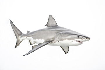 Naklejka premium Great White Shark in White Background