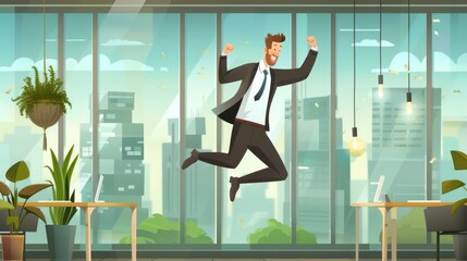 Business Man jumping illustrations in vector style