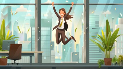 Business Woman jumping illustrations in vector style