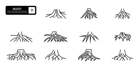 Root icon collection, vector icon templates editable and resizable.