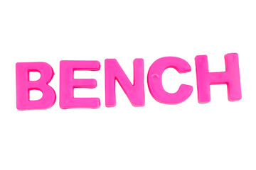 Fototapeta premium Pink Letters BENCH isolate no white background.png