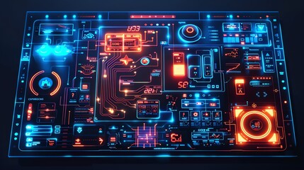 Obraz premium A smart home interface controlling lighting