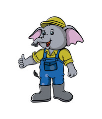 Smiling cute elephant cartoon illustration design giving thumbs up-01.eps