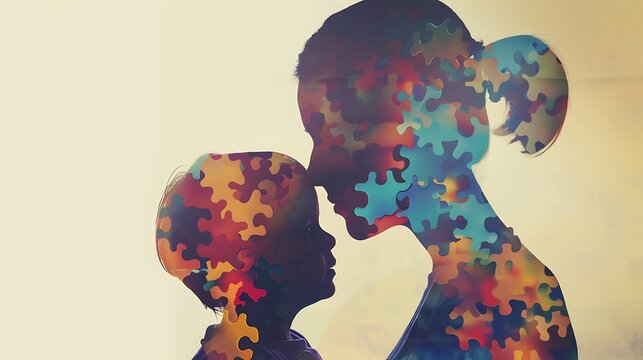 Embracing Differences: World Autism Awareness Day with Adult and Child Engaged in Supportive Interaction