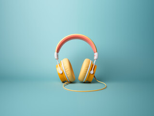 Headphone With Clean Pastel Light, Copy Space For Commercial Photography