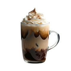 dark chocolate mocha smoothie in glass on transparent background, PNG image, food stock images, chocolate milkshake, chocolate smoothies, stock photos	