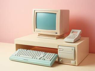 Computer With Clean Pastel Light, Copy Space For Commercial Photography
