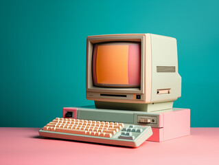 Computer With Clean Pastel Light, Copy Space For Commercial Photography