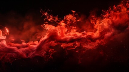 A striking and dramatic shot of a wave of fiery red smoke rising up against a black background, conveying a sense of urgency and energy that is impossible to ignore.