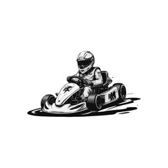 Karting Vector logo design template. Go Kart racing illustration, good for event logo, t shirt design and racing team logo. kart logo illustration
