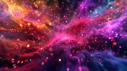 A stunning display of kinetic energy and colorful particles, captured in a 3D rendering that brings an unforgettable sense of movement and dynamism.