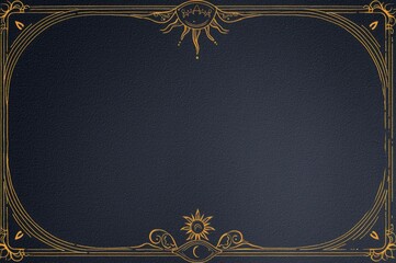 太陽と月と星が描かれた神秘的な宇宙の風景 フレーム