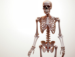 Realistic Human Skeleton On A Clean Pastel Light And White Isolated Background For Commercial Photography