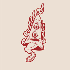 Japanese umbrella ghosts, devil, youkai illustration