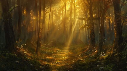 Obraz premium Enchanted Forest Sunrise