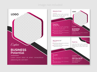 Creative and modern corporate business bifold brochure design.