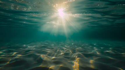Fototapeta premium Underwater background with sunlight