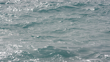 Slow motion shot of Mediterranean Sea azure water on a sunny day