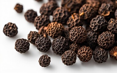 Obraz premium A close-up macro of black pepper on white background