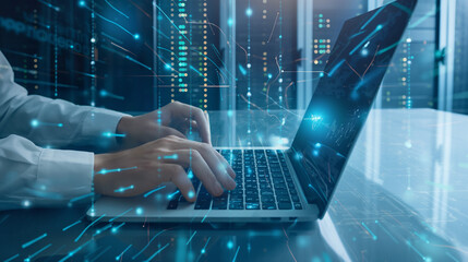  Inside a state-of-the-art IT support center, a software engineer is deeply engrossed in resolving a technical issue, their laptop displaying lines of code and system logs.