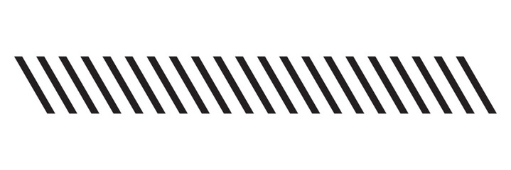 Slash line. Border with diagonal lines. Angle of tilt stripes. Black pattern of footer isolated on white background. Vector illustration. EPS 10