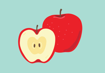 断面が見えるりんごのイラスト