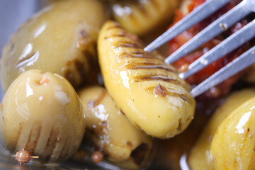 Turkish Grilled olives in a bowl 