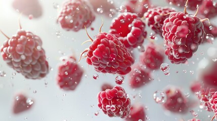 Immerse in the juicy vibrancy of 3D-rendered raspberries