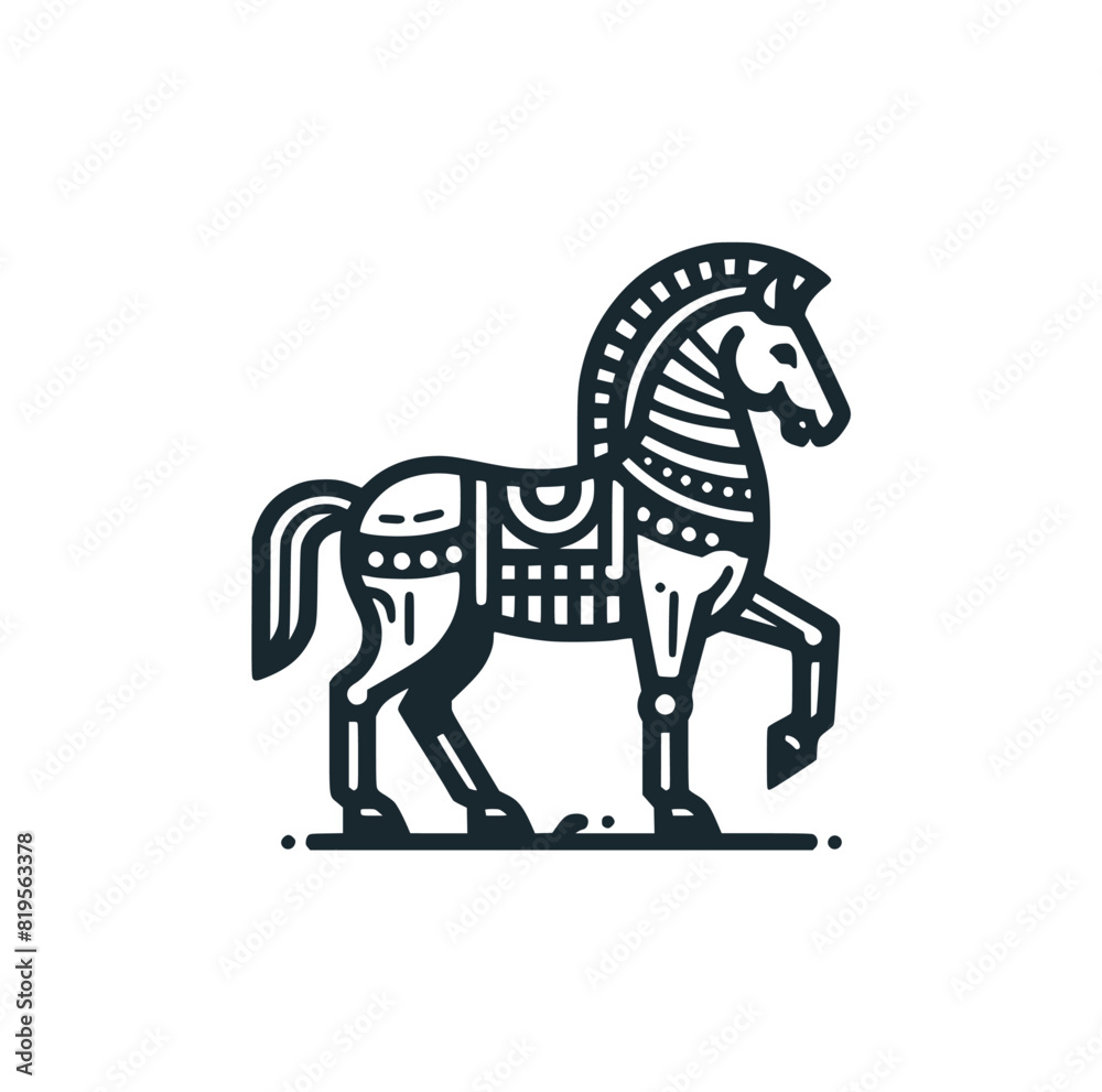 Canvas Prints The line art of horse. Black white vector illustration.