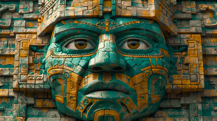 Obraz premium Mayan Stone Face Sculpture