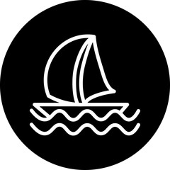 sailing Line White Circle Black Icon Design