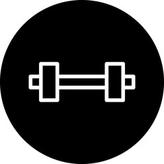 dumbell Line White Circle Black Icon Design