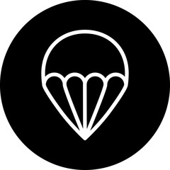 paratrooping Line White Circle Black Icon Design