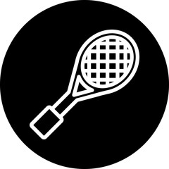 tenisracket Line White Circle Black Icon Design