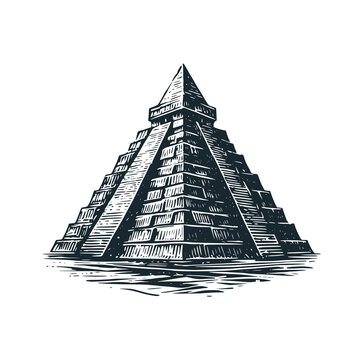 recommend clip art: The inca pyramid. Black white vector illustration logo.
                    