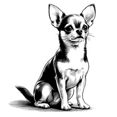 Hand drawn cute Chihuahua in full-body, vector sketch isolated on transparent background.	