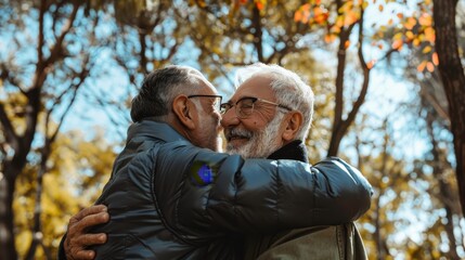 Fototapeta premium An LGBTQ+ elder sharing a heartfelt moment with their partner