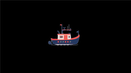 fishing boat red white blue generative ai