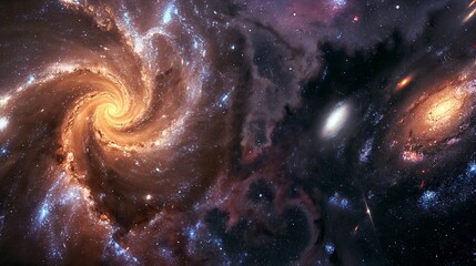 A cosmic tapestry of swirling galaxies and celestial bodies, their colors blending into a mesmerizing cosmic ballet. 32k, full ultra HD, high resolution