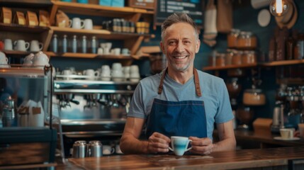 Fototapeta premium The Smiling Barista Serving Coffee