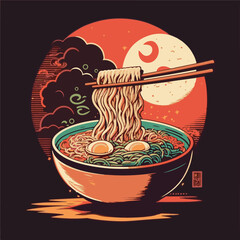 Ramen Noodles Vector File. Unique and cool design. Generated AI Results - Artificial Intelligence