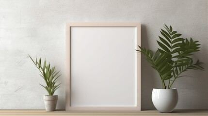 Mockup frame close up in coastal style home interior background.