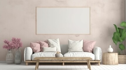 Photo white minimalist interior living room with White wall mockup.