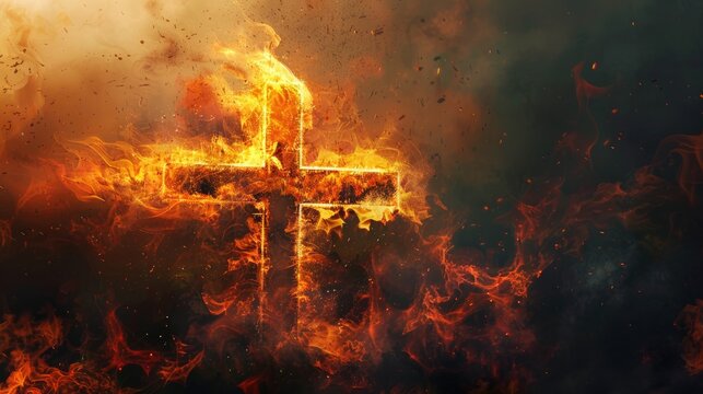Burning Crosses Illustration: Symbolic Fire.