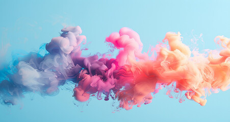 colorful smokes on light blue background