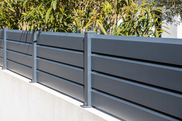 wall fence grey aluminium new modern barrier of suburb house gray design protection view home