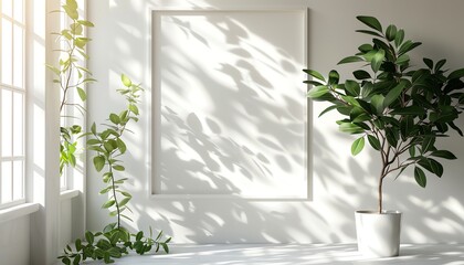 Create an elegant interior display with a series of whiteframed pictures featuring botanical prints