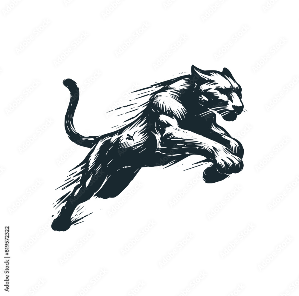 Canvas Prints The black panther. Black white vector illutration logo.
