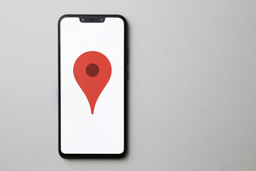 Map pointer icon. GPS location symbol on mobile phone