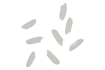 Closeup of many white rice grains isolated transparent